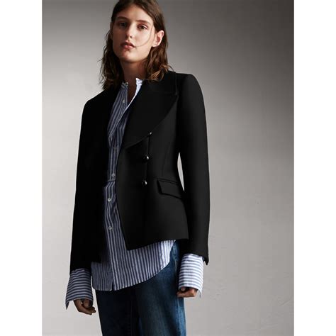 burberry wool cotton blend tailored double-breasted jacket|burberry ladies wool black coats.